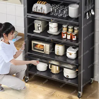 Современные кухонные шкафы от пола до потолка Мебель для домашней кухни Шкаф для посуды на колесиках Многослойный шкаф для хранения