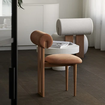 Современные обеденные стулья из светлого роскошного скандинавского дерева со спинками, табуретки для домашней косметики, повседневная и простая мебель для столовой.