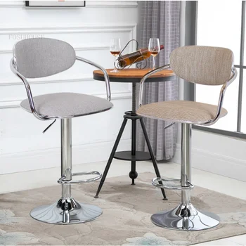 Современные простые барные стулья Домашний Бар Кофейня Креативные стулья с высокими спинками Льняная Стойка Письменный стул Коммерческая Мебель