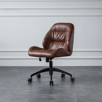 Современные стулья для домашнего офиса, простой Офисный акцент, Мягкая подушка, кресло для конференций, Креативное компьютерное кресло, поворотный стул из воловьей кожи