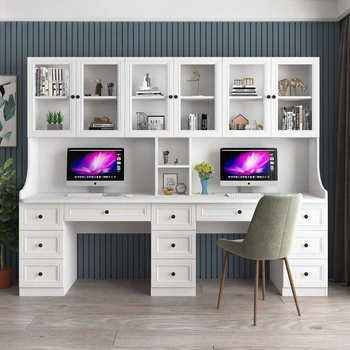 Современный минималистичный настольный компьютерный стол для двоих, домашняя сборка, письменный стол для студентов, настольный шкаф, встроенный офисный стол