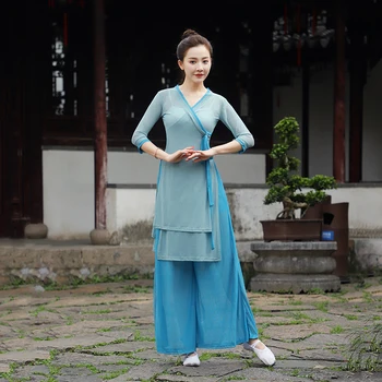 Тонкий широкий брюки китайский стиль классический танец тела очарование Марли одежду современного танца китайский спортивная одежда женская нога костюм