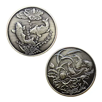Традиционный Китайский Талисман На Удачу Koi Древние Бронзовые Поделки Lucky Coin Коллекционная Монета