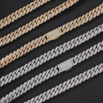 трансграничное хип-хоп ожерелье с откидной пряжкой 10 мм, двухрядная кубинская цепочка из циркона, ювелирный мужской браслет бренда tide, ювелирные изделия