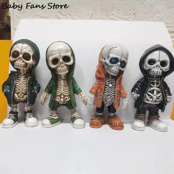 Фигурки скелетов, игрушки, украшение стола, миниатюрная модель черепа из смолы на Хэллоуин, прекрасные фестивальные подарки, классные фигурки кукол для детей.