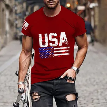 Футболки для мужчин с флагом Дня независимости Мужская Повседневная мягкая и удобная футболка с короткими рукавами Мужская футболка из спандекса