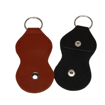 Футляр-держатель для медиаторов - Кожаный брелок для ключей Plectrum, чехлы для брелоков, сумка (2 упаковки - черный, коричневый)